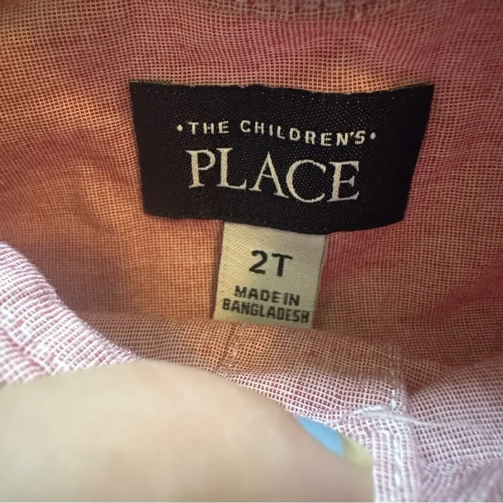 Children’s Place Boy’s Button Down Shirt, Light Red‎ Heathered, 2T